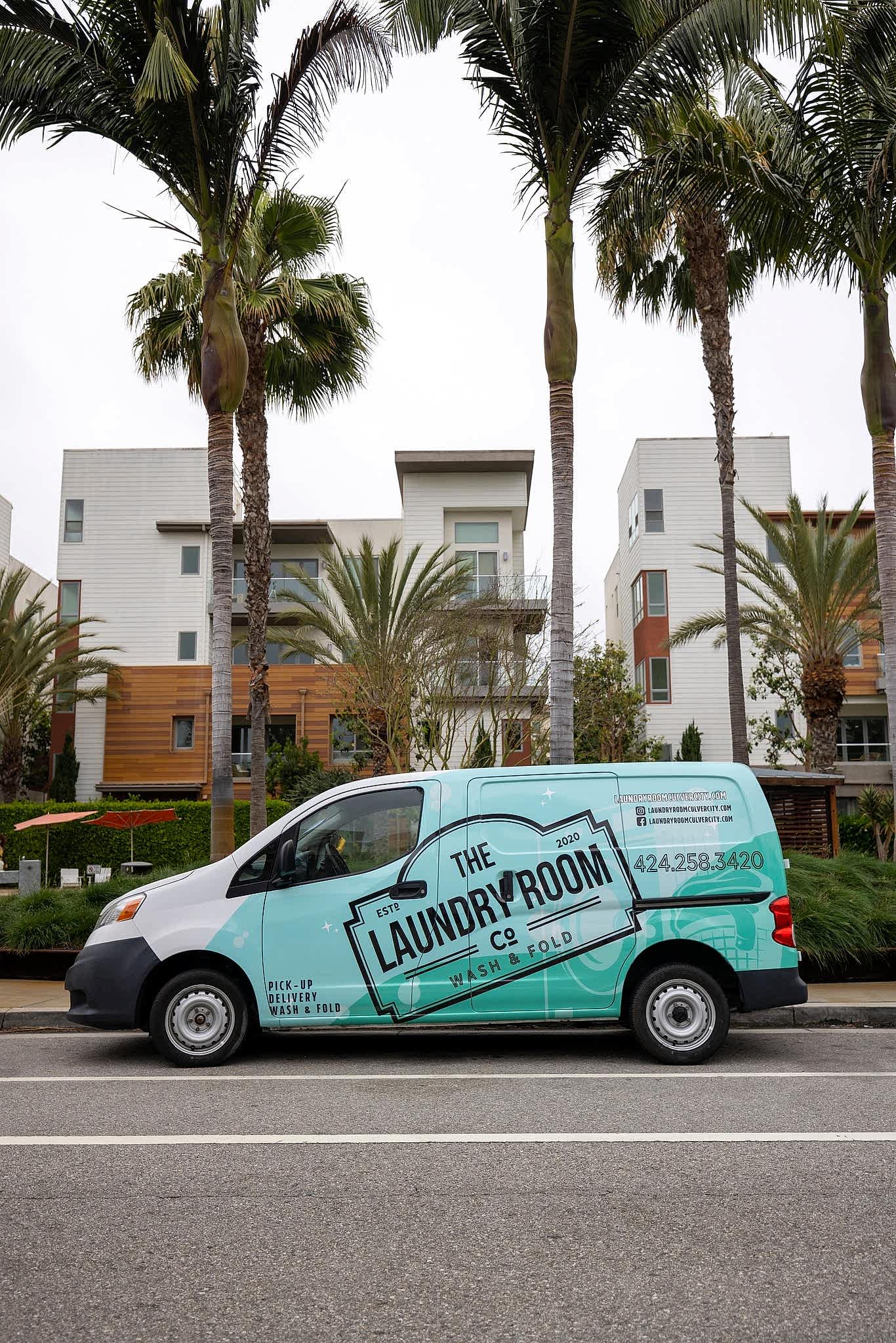 The Laundry Room driver picking up laundry bags in Culver City